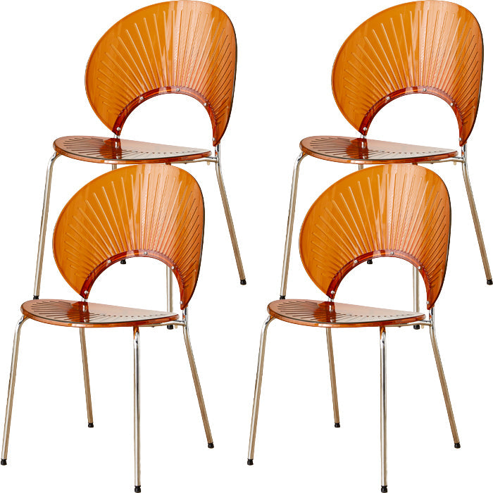 Chaise de salle à manger sans bras en plastique de style nordique pour salle à manger, 17,7 pouces