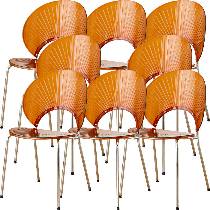 Chaise de salle à manger sans bras en plastique de style nordique pour salle à manger, 17,7 pouces