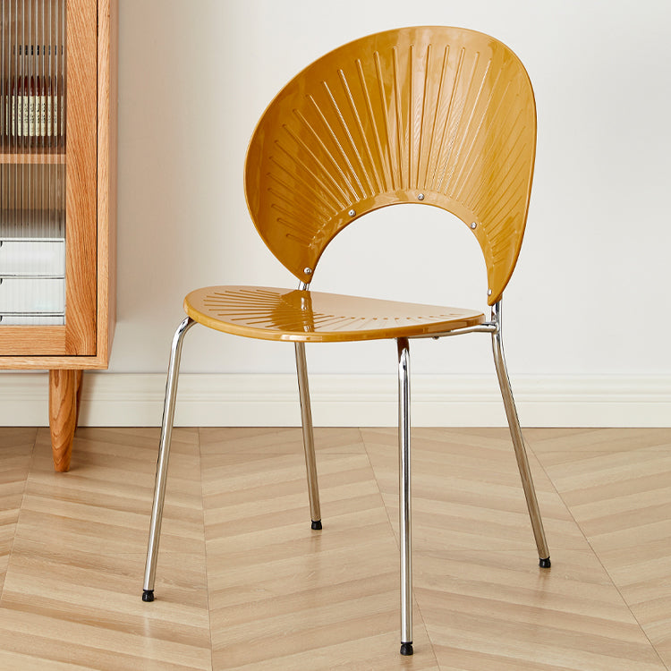 Chaise de salle à manger sans bras en plastique de style nordique pour salle à manger, 17,7 pouces