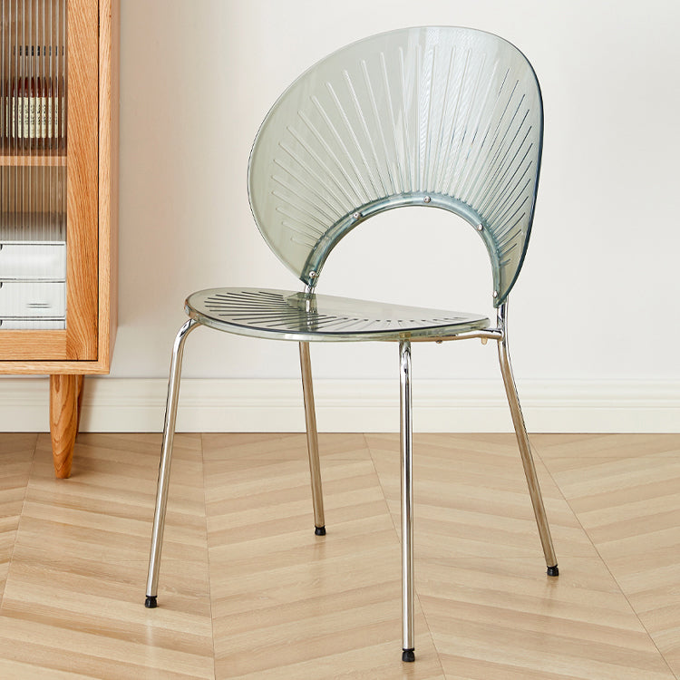 Chaise de salle à manger sans bras en plastique de style nordique pour salle à manger, 17,7 pouces