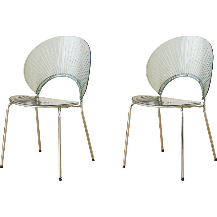 Chaise de salle à manger sans bras en plastique de style nordique pour salle à manger, 17,7 pouces