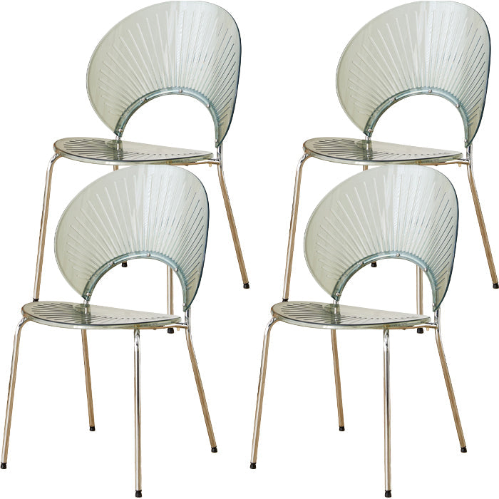 Chaise de salle à manger sans bras en plastique de style nordique pour salle à manger, 17,7 pouces