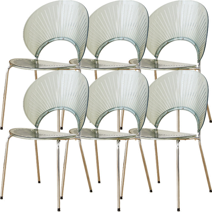 Chaise de salle à manger sans bras en plastique de style nordique pour salle à manger, 17,7 pouces