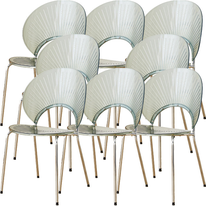 Chaise de salle à manger sans bras en plastique de style nordique pour salle à manger, 17,7 pouces