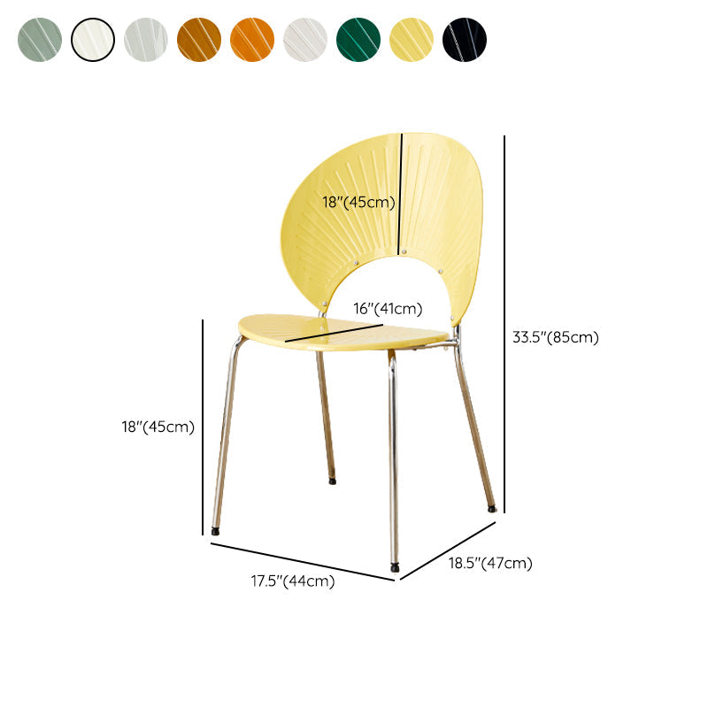 Chaise de salle à manger sans bras en plastique de style nordique pour salle à manger, 17,7 pouces