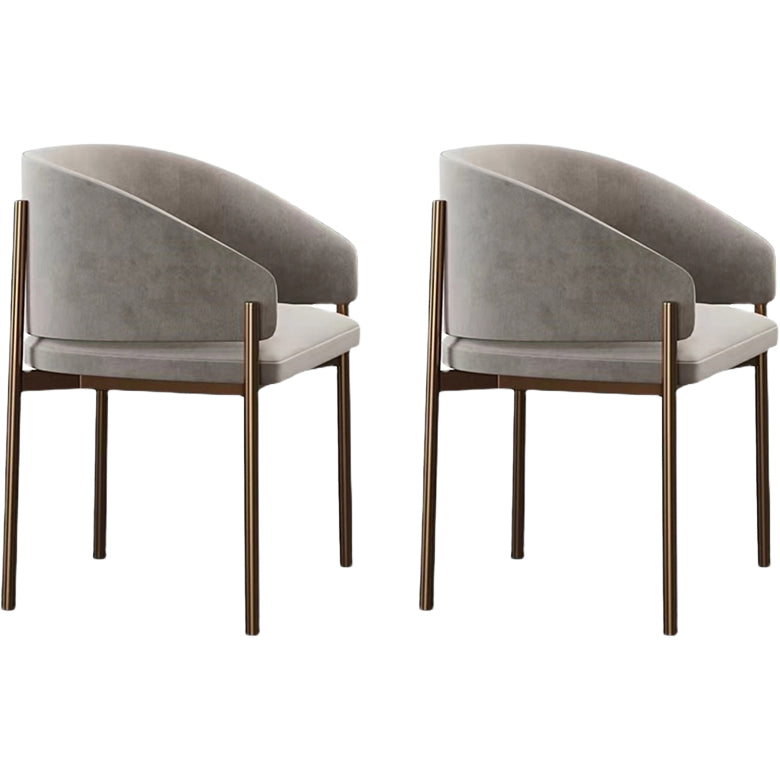 Luxury Style Metal Arm Dining Chair with Upholstered for Dining Room Light Gray 2 Piece Set Clearhalo 'Dining Chairs' 'Dining Tables & Seating' 'dining_chair' 'furn' 'furn_dining_chair' 'Furniture' 'Kitchen & Dining Furniture' 7619011