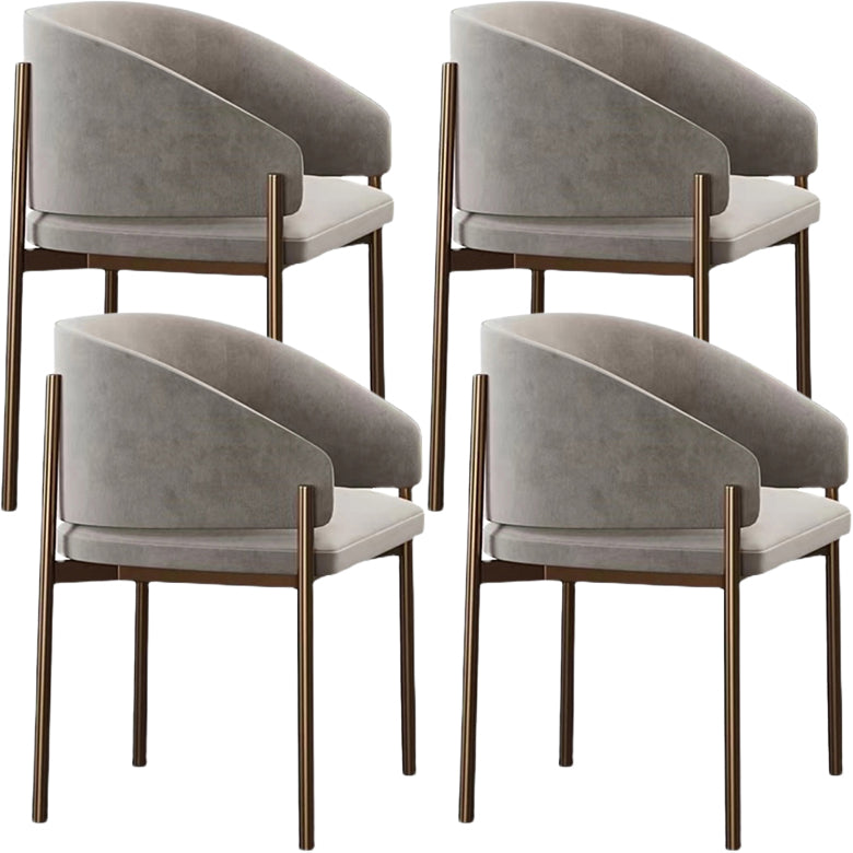 Luxury Style Metal Arm Dining Chair with Upholstered for Dining Room Light Gray 4 Piece Set Clearhalo 'Dining Chairs' 'Dining Tables & Seating' 'dining_chair' 'furn' 'furn_dining_chair' 'Furniture' 'Kitchen & Dining Furniture' 7619013