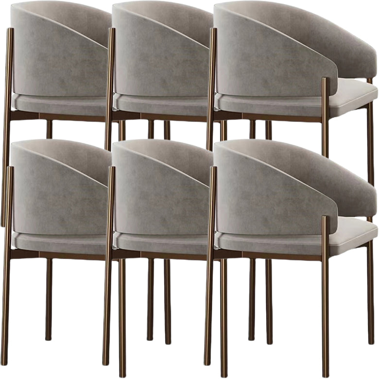 Luxury Style Metal Arm Dining Chair with Upholstered for Dining Room Light Gray 6 Piece Set Clearhalo 'Dining Chairs' 'Dining Tables & Seating' 'dining_chair' 'furn' 'furn_dining_chair' 'Furniture' 'Kitchen & Dining Furniture' 7619016