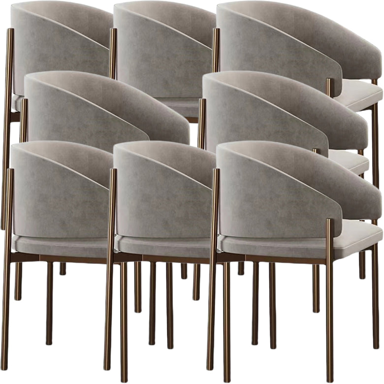 Luxury Style Metal Arm Dining Chair with Upholstered for Dining Room Light Gray 8 Piece Set Clearhalo 'Dining Chairs' 'Dining Tables & Seating' 'dining_chair' 'furn' 'furn_dining_chair' 'Furniture' 'Kitchen & Dining Furniture' 7619017