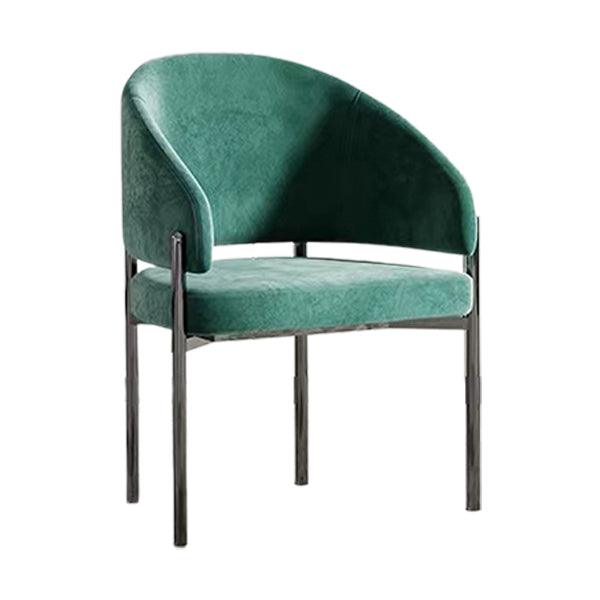 Luxury Style Metal Arm Dining Chair with Upholstered for Dining Room Blackish Green 1 Piece Clearhalo 'Dining Chairs' 'Dining Tables & Seating' 'dining_chair' 'furn' 'furn_dining_chair' 'Furniture' 'Kitchen & Dining Furniture' 7619019