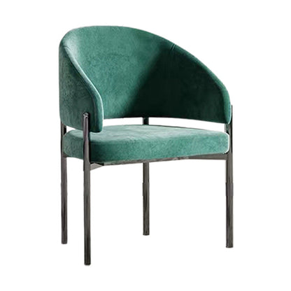 Luxury Style Metal Arm Dining Chair with Upholstered for Dining Room Blackish Green 1 Piece Clearhalo 'Dining Chairs' 'Dining Tables & Seating' 'dining_chair' 'furn' 'furn_dining_chair' 'Furniture' 'Kitchen & Dining Furniture' 7619019