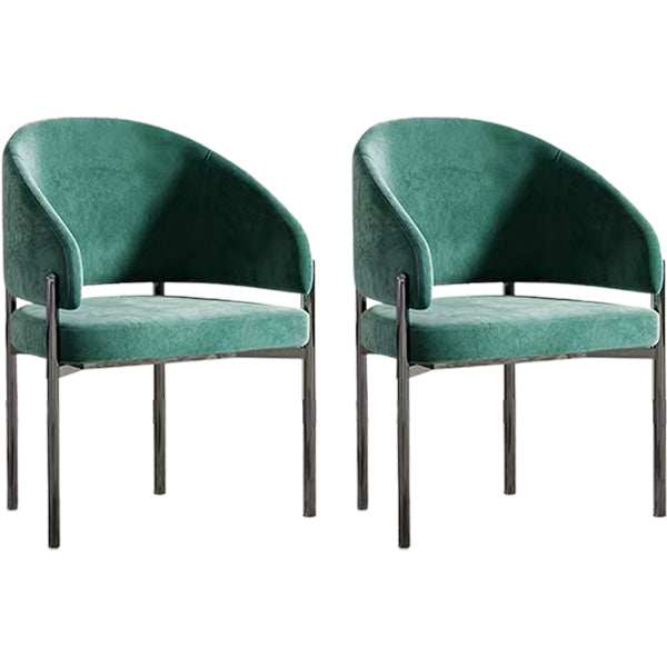Luxury Style Metal Arm Dining Chair with Upholstered for Dining Room Blackish Green 2 Piece Set Clearhalo 'Dining Chairs' 'Dining Tables & Seating' 'dining_chair' 'furn' 'furn_dining_chair' 'Furniture' 'Kitchen & Dining Furniture' 7619021