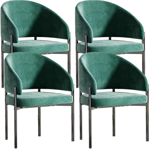 Luxury Style Metal Arm Dining Chair with Upholstered for Dining Room Blackish Green 4 Piece Set Clearhalo 'Dining Chairs' 'Dining Tables & Seating' 'dining_chair' 'furn' 'furn_dining_chair' 'Furniture' 'Kitchen & Dining Furniture' 7619024