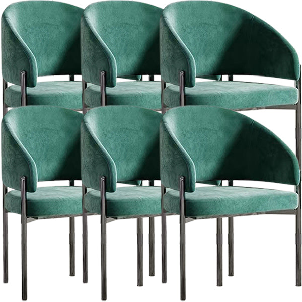 Luxury Style Metal Arm Dining Chair with Upholstered for Dining Room Blackish Green 6 Piece Set Clearhalo 'Dining Chairs' 'Dining Tables & Seating' 'dining_chair' 'furn' 'furn_dining_chair' 'Furniture' 'Kitchen & Dining Furniture' 7619025