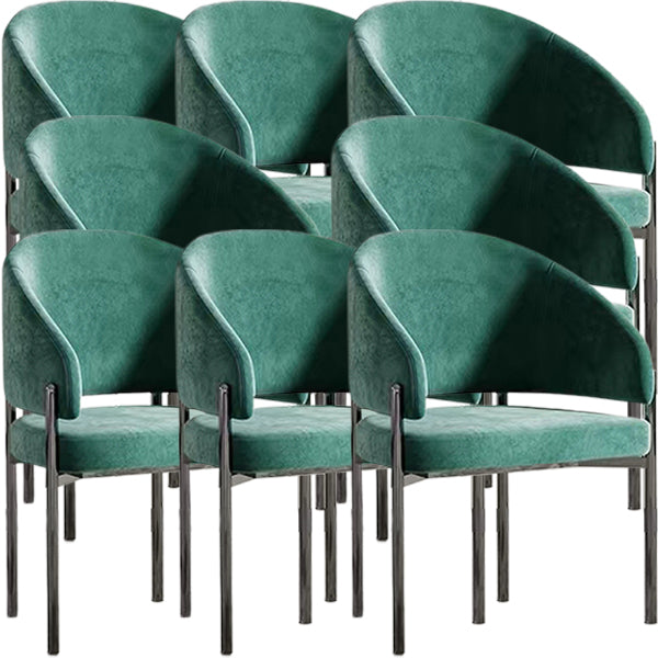 Luxury Style Metal Arm Dining Chair with Upholstered for Dining Room Blackish Green 8 Piece Set Clearhalo 'Dining Chairs' 'Dining Tables & Seating' 'dining_chair' 'furn' 'furn_dining_chair' 'Furniture' 'Kitchen & Dining Furniture' 7619028