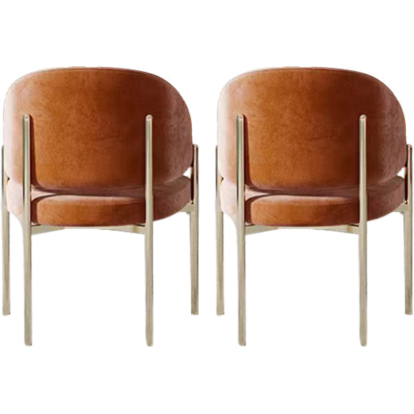 Luxury Style Metal Arm Dining Chair with Upholstered for Dining Room Orange 2 Piece Set Clearhalo 'Dining Chairs' 'Dining Tables & Seating' 'dining_chair' 'furn' 'furn_dining_chair' 'Furniture' 'Kitchen & Dining Furniture' 7619030