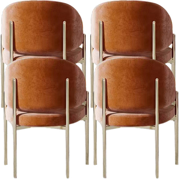 Luxury Style Metal Arm Dining Chair with Upholstered for Dining Room Orange 4 Piece Set Clearhalo 'Dining Chairs' 'Dining Tables & Seating' 'dining_chair' 'furn' 'furn_dining_chair' 'Furniture' 'Kitchen & Dining Furniture' 7619031