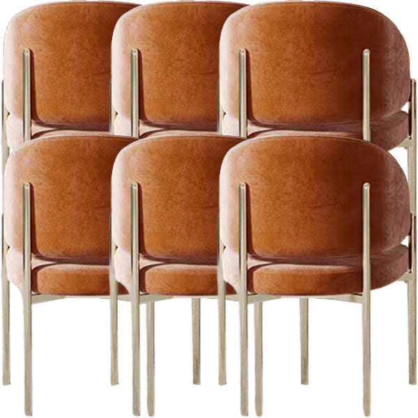 Luxury Style Metal Arm Dining Chair with Upholstered for Dining Room Orange 6 Piece Set Clearhalo 'Dining Chairs' 'Dining Tables & Seating' 'dining_chair' 'furn' 'furn_dining_chair' 'Furniture' 'Kitchen & Dining Furniture' 7619032