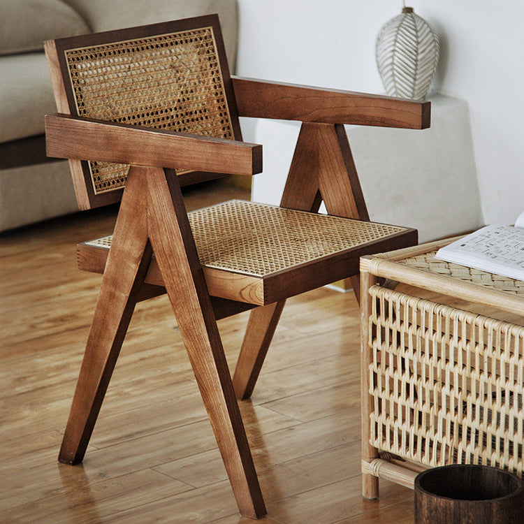 Chaise de bras en bois massif de style nordique pour salle à manger, 17 "