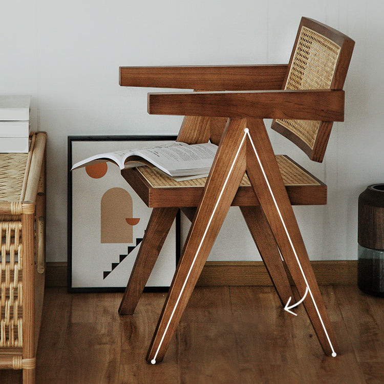 Chaise de bras en bois massif de style nordique pour salle à manger, 17 "