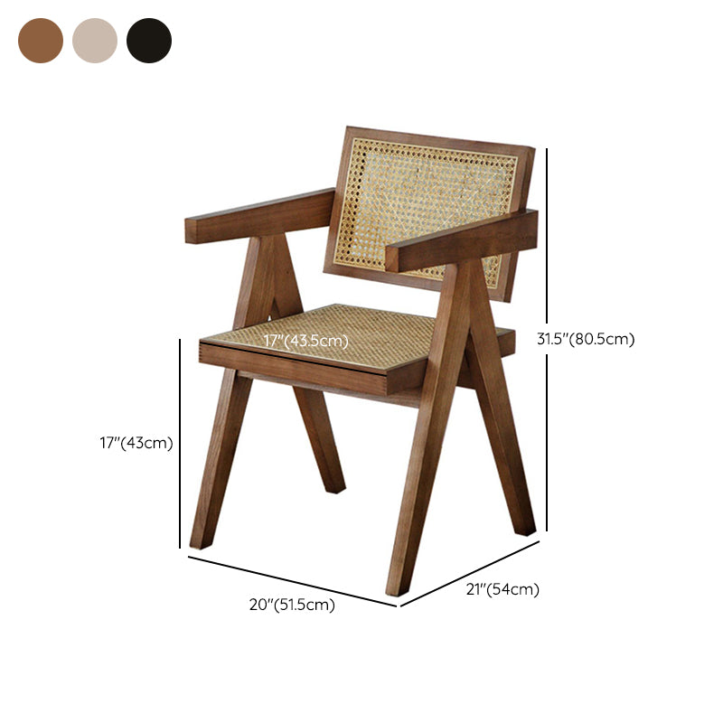 Chaise de bras en bois massif de style nordique pour salle à manger, 17 "