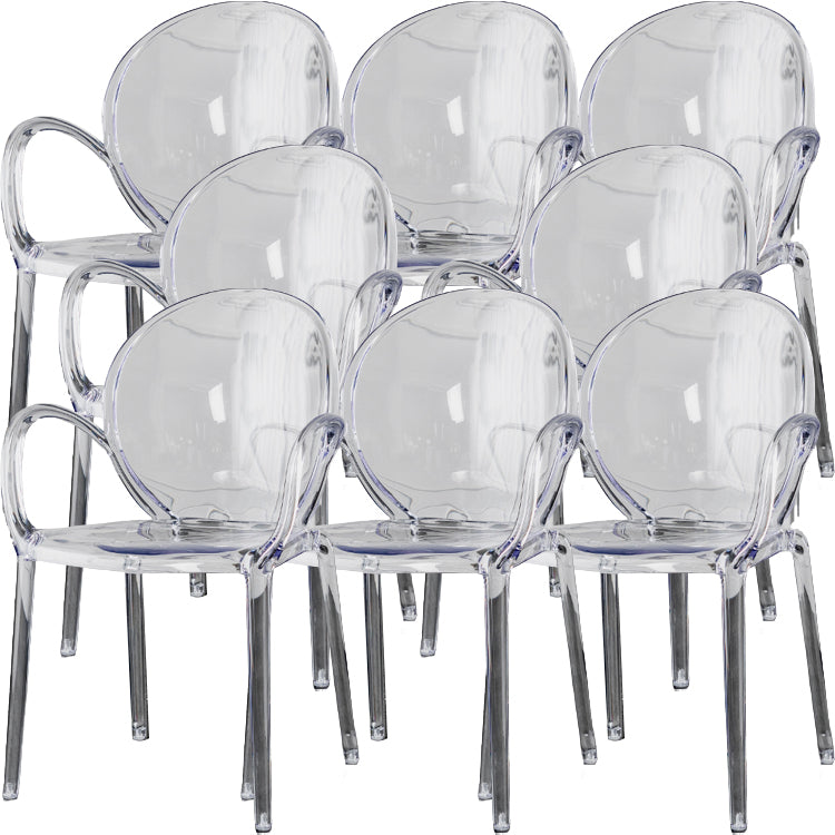 Nordischer Acrylarm-Essstuhl für Restaurant, 17-Zoll-Höhe