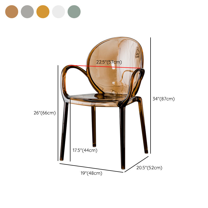 Nordischer Acrylarm-Essstuhl für Restaurant, 17-Zoll-Höhe