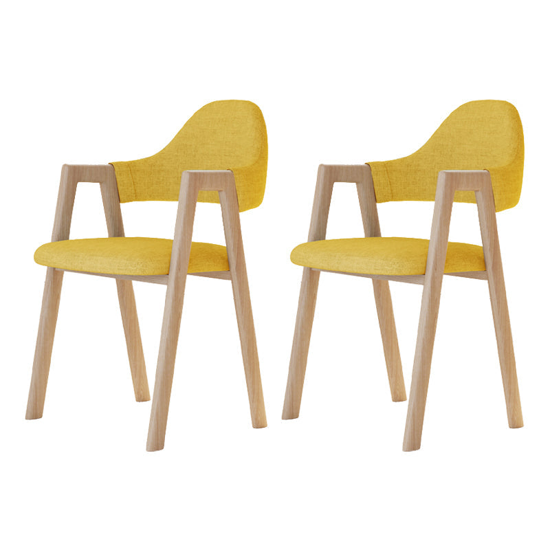 Modern Metal Chair Open Back Kitchen Dining Arm Chair for Dinning Room Natural Wood Yellow 2 Piece Set Clearhalo 'Dining Chairs' 'Dining Tables & Seating' 'dining_chair' 'furn' 'furn_dining_chair' 'Furniture' 'Kitchen & Dining Furniture' 7619149