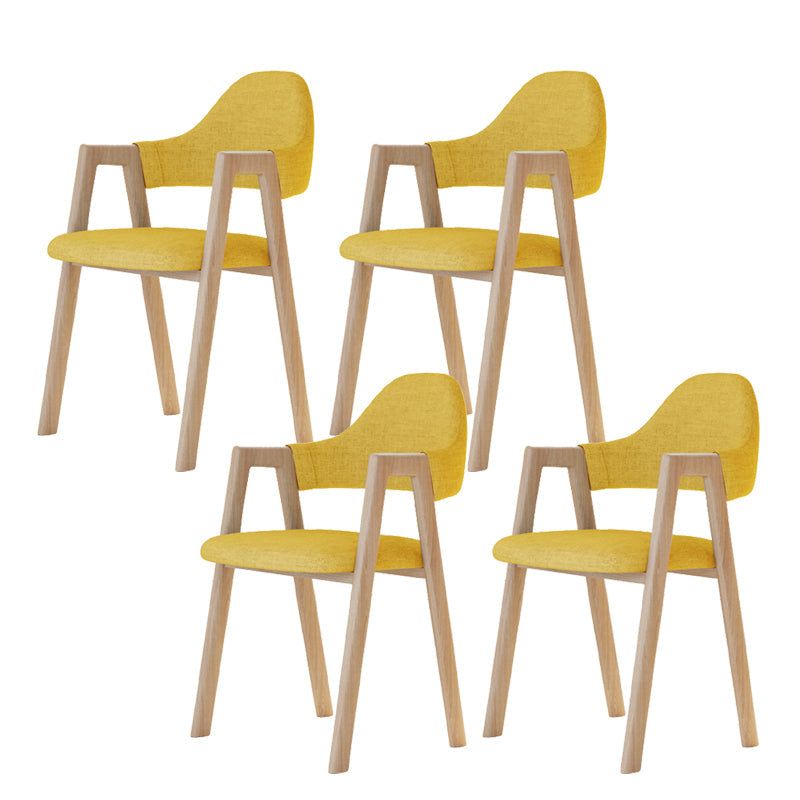 Modern Metal Chair Open Back Kitchen Dining Arm Chair for Dinning Room Natural Wood Yellow 4 Piece Set Clearhalo 'Dining Chairs' 'Dining Tables & Seating' 'dining_chair' 'furn' 'furn_dining_chair' 'Furniture' 'Kitchen & Dining Furniture' 7619152