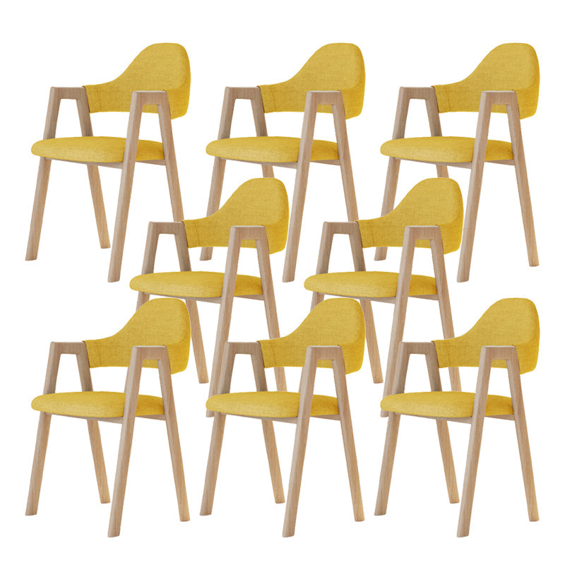 Modern Metal Chair Open Back Kitchen Dining Arm Chair for Dinning Room Natural Wood Yellow 8 Piece Set Clearhalo 'Dining Chairs' 'Dining Tables & Seating' 'dining_chair' 'furn' 'furn_dining_chair' 'Furniture' 'Kitchen & Dining Furniture' 7619156