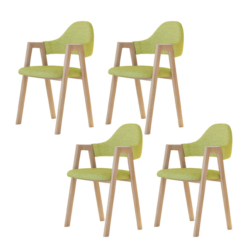 Modern Metal Chair Open Back Kitchen Dining Arm Chair for Dinning Room Wood-Green 4 Piece Set Clearhalo 'Dining Chairs' 'Dining Tables & Seating' 'dining_chair' 'furn' 'furn_dining_chair' 'Furniture' 'Kitchen & Dining Furniture' 7619169