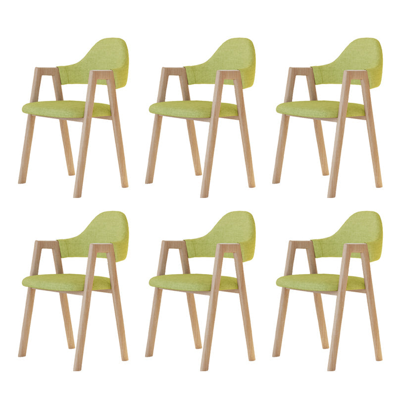 Modern Metal Chair Open Back Kitchen Dining Arm Chair for Dinning Room Wood-Green 6 Piece Set Clearhalo 'Dining Chairs' 'Dining Tables & Seating' 'dining_chair' 'furn' 'furn_dining_chair' 'Furniture' 'Kitchen & Dining Furniture' 7619170