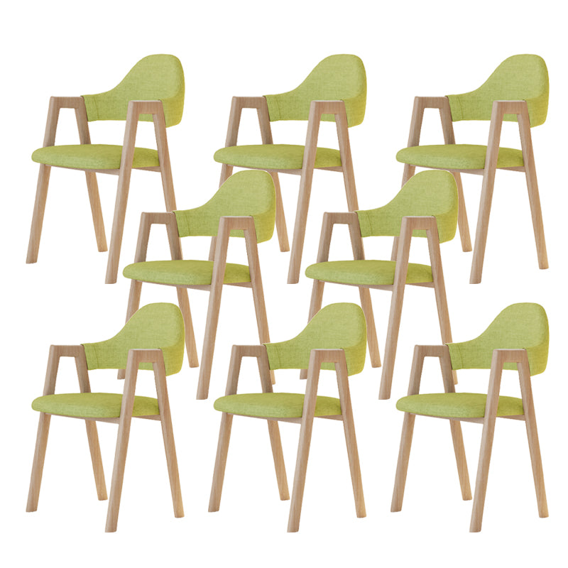 Modern Metal Chair Open Back Kitchen Dining Arm Chair for Dinning Room Wood-Green 8 Piece Set Clearhalo 'Dining Chairs' 'Dining Tables & Seating' 'dining_chair' 'furn' 'furn_dining_chair' 'Furniture' 'Kitchen & Dining Furniture' 7619171