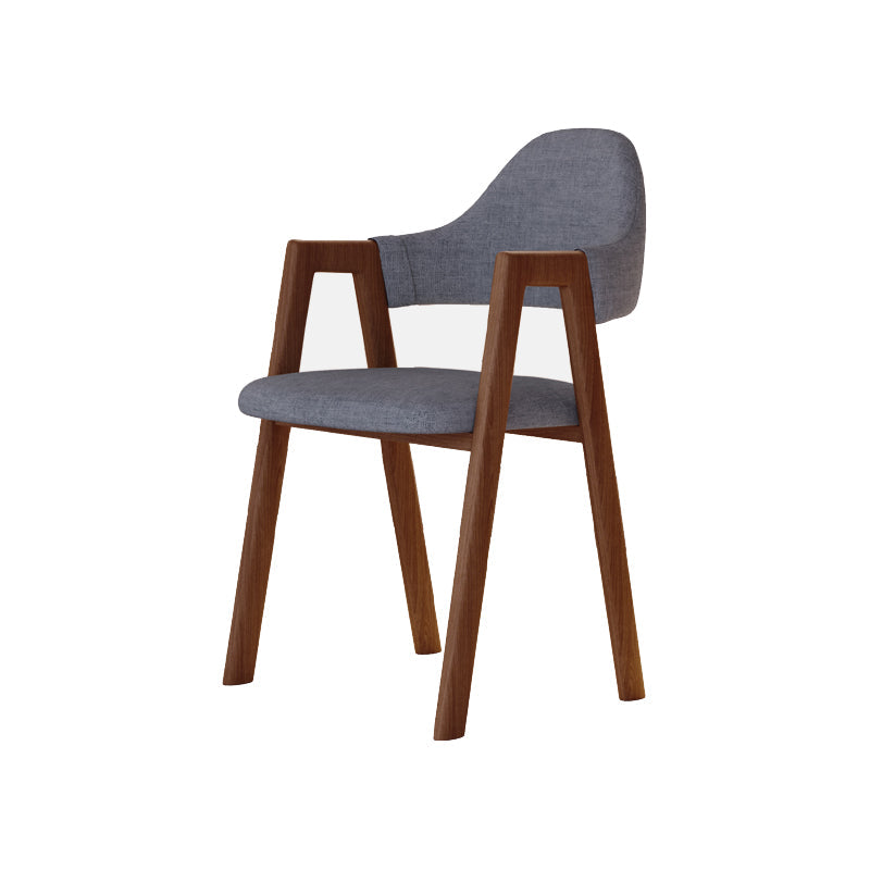 Modern Metal Chair Open Back Kitchen Dining Arm Chair for Dinning Room Walnut + Gray Latex 1 Piece Clearhalo 'Dining Chairs' 'Dining Tables & Seating' 'dining_chair' 'furn' 'furn_dining_chair' 'Furniture' 'Kitchen & Dining Furniture' 7619172
