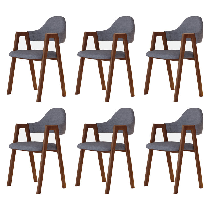 Modern Metal Chair Open Back Kitchen Dining Arm Chair for Dinning Room Walnut + Gray Latex 6 Piece Set Clearhalo 'Dining Chairs' 'Dining Tables & Seating' 'dining_chair' 'furn' 'furn_dining_chair' 'Furniture' 'Kitchen & Dining Furniture' 7619175