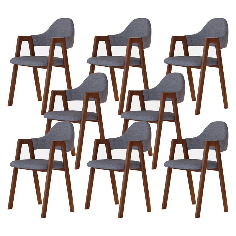 Modern Metal Chair Open Back Kitchen Dining Arm Chair for Dinning Room Walnut + Gray Latex 8 Piece Set Clearhalo 'Dining Chairs' 'Dining Tables & Seating' 'dining_chair' 'furn' 'furn_dining_chair' 'Furniture' 'Kitchen & Dining Furniture' 7619176
