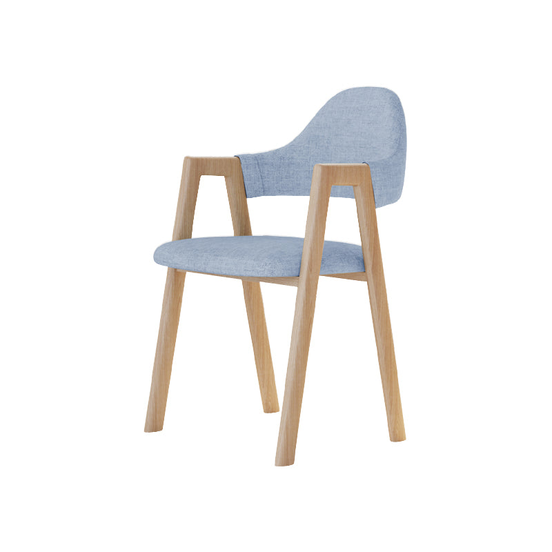 Modern Metal Chair Open Back Kitchen Dining Arm Chair for Dinning Room Wood+Blue 1 Piece Clearhalo 'Dining Chairs' 'Dining Tables & Seating' 'dining_chair' 'furn' 'furn_dining_chair' 'Furniture' 'Kitchen & Dining Furniture' 7619177