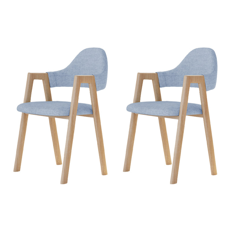 Modern Metal Chair Open Back Kitchen Dining Arm Chair for Dinning Room Wood+Blue 2 Piece Set Clearhalo 'Dining Chairs' 'Dining Tables & Seating' 'dining_chair' 'furn' 'furn_dining_chair' 'Furniture' 'Kitchen & Dining Furniture' 7619178