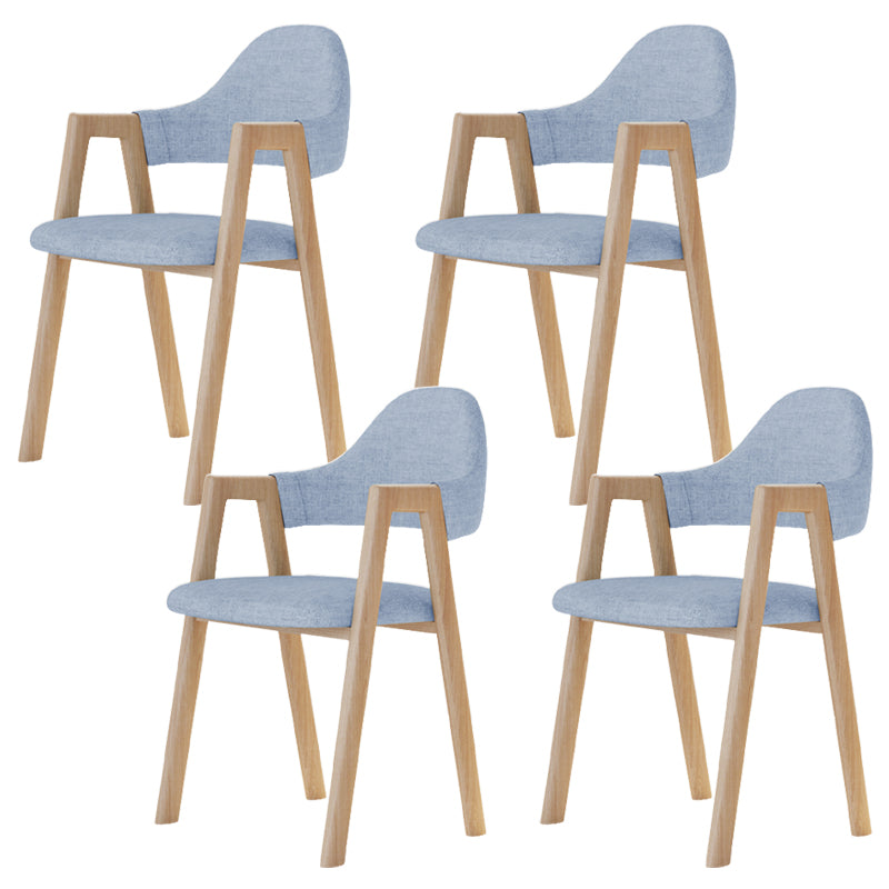 Modern Metal Chair Open Back Kitchen Dining Arm Chair for Dinning Room Wood+Blue 4 Piece Set Clearhalo 'Dining Chairs' 'Dining Tables & Seating' 'dining_chair' 'furn' 'furn_dining_chair' 'Furniture' 'Kitchen & Dining Furniture' 7619179