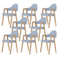 Modern Metal Chair Open Back Kitchen Dining Arm Chair for Dinning Room Wood+Blue 8 Piece Set Clearhalo 'Dining Chairs' 'Dining Tables & Seating' 'dining_chair' 'furn' 'furn_dining_chair' 'Furniture' 'Kitchen & Dining Furniture' 7619181
