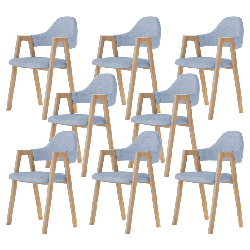 Modern Metal Chair Open Back Kitchen Dining Arm Chair for Dinning Room Wood+Blue 8 Piece Set Clearhalo 'Dining Chairs' 'Dining Tables & Seating' 'dining_chair' 'furn' 'furn_dining_chair' 'Furniture' 'Kitchen & Dining Furniture' 7619181