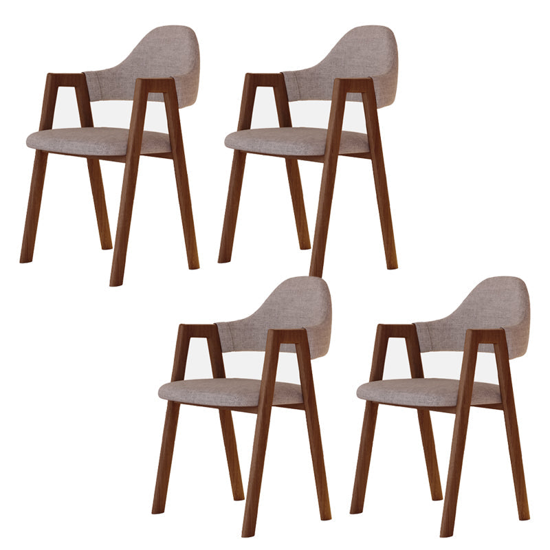 Modern Metal Chair Open Back Kitchen Dining Arm Chair for Dinning Room Walnut + Coffee 4 Piece Set Clearhalo 'Dining Chairs' 'Dining Tables & Seating' 'dining_chair' 'furn' 'furn_dining_chair' 'Furniture' 'Kitchen & Dining Furniture' 7619189