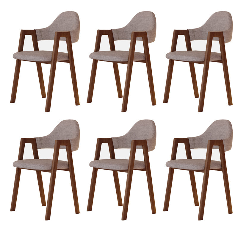 Modern Metal Chair Open Back Kitchen Dining Arm Chair for Dinning Room Walnut + Coffee 6 Piece Set Clearhalo 'Dining Chairs' 'Dining Tables & Seating' 'dining_chair' 'furn' 'furn_dining_chair' 'Furniture' 'Kitchen & Dining Furniture' 7619190