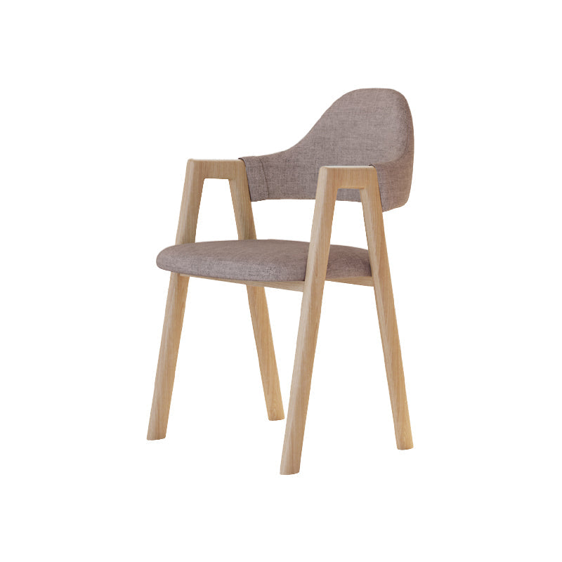 Modern Metal Chair Open Back Kitchen Dining Arm Chair for Dinning Room Natural + Coffee 1 Piece Clearhalo 'Dining Chairs' 'Dining Tables & Seating' 'dining_chair' 'furn' 'furn_dining_chair' 'Furniture' 'Kitchen & Dining Furniture' 7619192