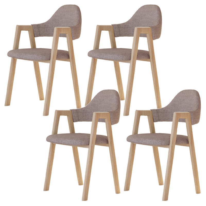 Modern Metal Chair Open Back Kitchen Dining Arm Chair for Dinning Room Natural + Coffee 4 Piece Set Clearhalo 'Dining Chairs' 'Dining Tables & Seating' 'dining_chair' 'furn' 'furn_dining_chair' 'Furniture' 'Kitchen & Dining Furniture' 7619194