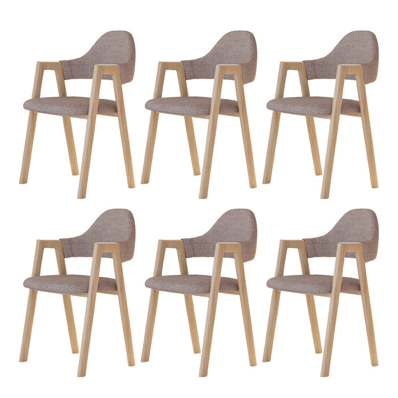 Modern Metal Chair Open Back Kitchen Dining Arm Chair for Dinning Room Natural + Coffee 6 Piece Set Clearhalo 'Dining Chairs' 'Dining Tables & Seating' 'dining_chair' 'furn' 'furn_dining_chair' 'Furniture' 'Kitchen & Dining Furniture' 7619195