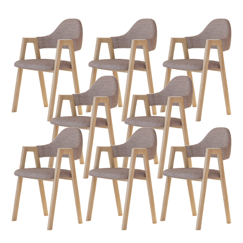 Modern Metal Chair Open Back Kitchen Dining Arm Chair for Dinning Room Natural + Coffee 8 Piece Set Clearhalo 'Dining Chairs' 'Dining Tables & Seating' 'dining_chair' 'furn' 'furn_dining_chair' 'Furniture' 'Kitchen & Dining Furniture' 7619196