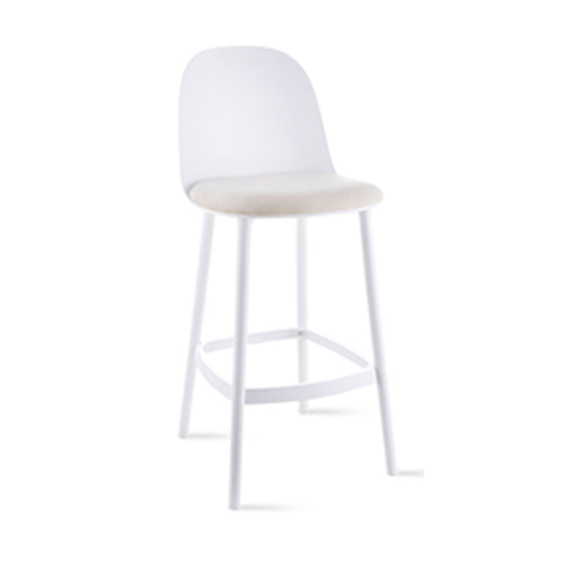 Contemporary Low Back Indoor Armless Plastic Bar Stool with Footrest White 1 Piece Clearhalo 'Bar Furniture' 'Bar Stools' 'bar_stools' 'furn' 'furn_bar_stools' 'Furniture' 'Kitchen & Dining Furniture' 7619205