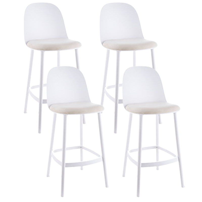 Contemporary Low Back Indoor Armless Plastic Bar Stool with Footrest White 4 Piece Set Clearhalo 'Bar Furniture' 'Bar Stools' 'bar_stools' 'furn' 'furn_bar_stools' 'Furniture' 'Kitchen & Dining Furniture' 7619209