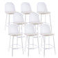 Contemporary Low Back Indoor Armless Plastic Bar Stool with Footrest White 8 Piece Set Clearhalo 'Bar Furniture' 'Bar Stools' 'bar_stools' 'furn' 'furn_bar_stools' 'Furniture' 'Kitchen & Dining Furniture' 7619212